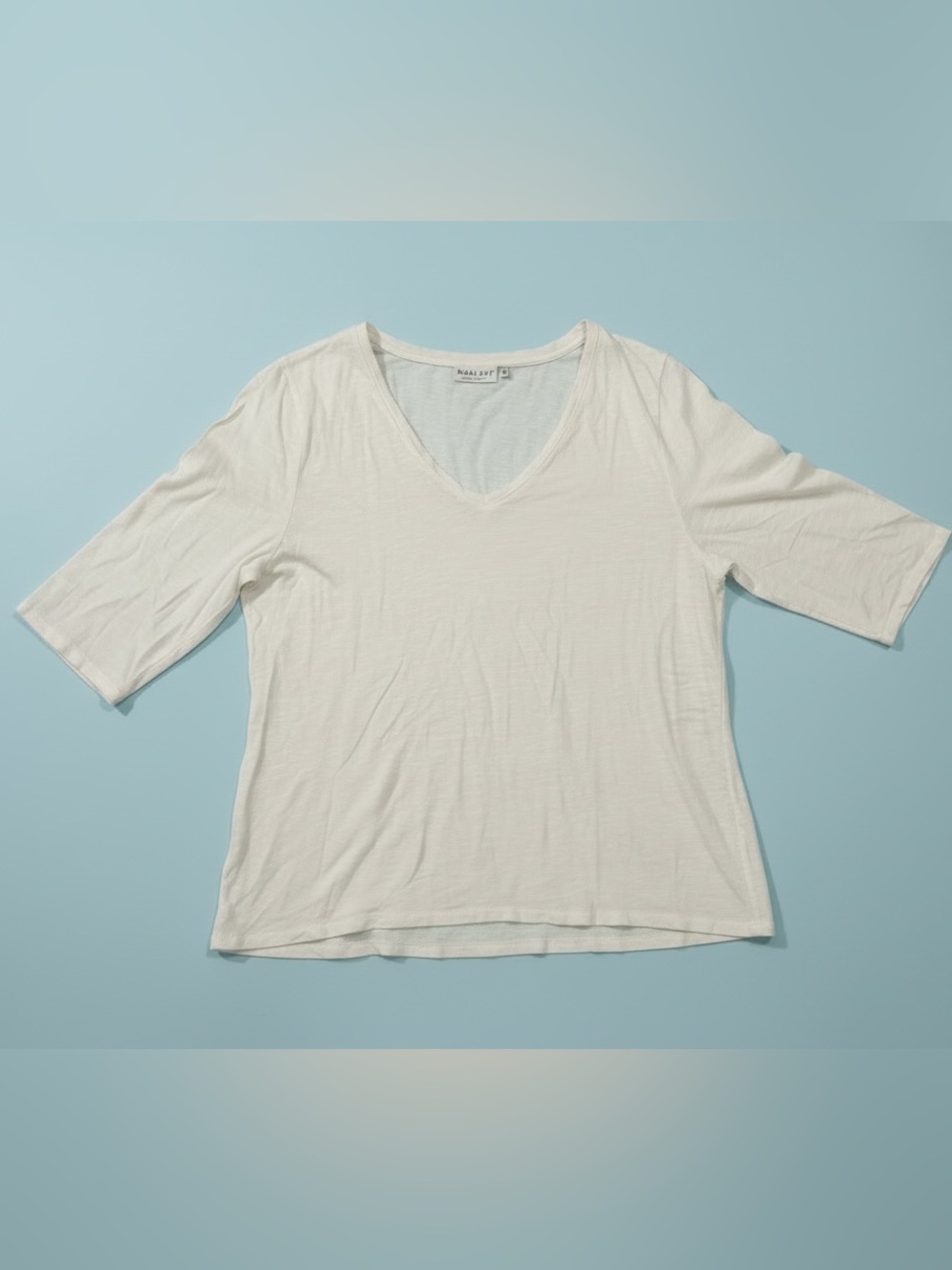 Habitat White V-Neck, Three-quarter Length Sleeve Women’s Top